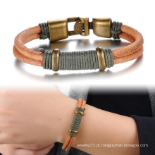 Handmade Moda Casal Pulseira De Couro Whosale Stainless Bracelet